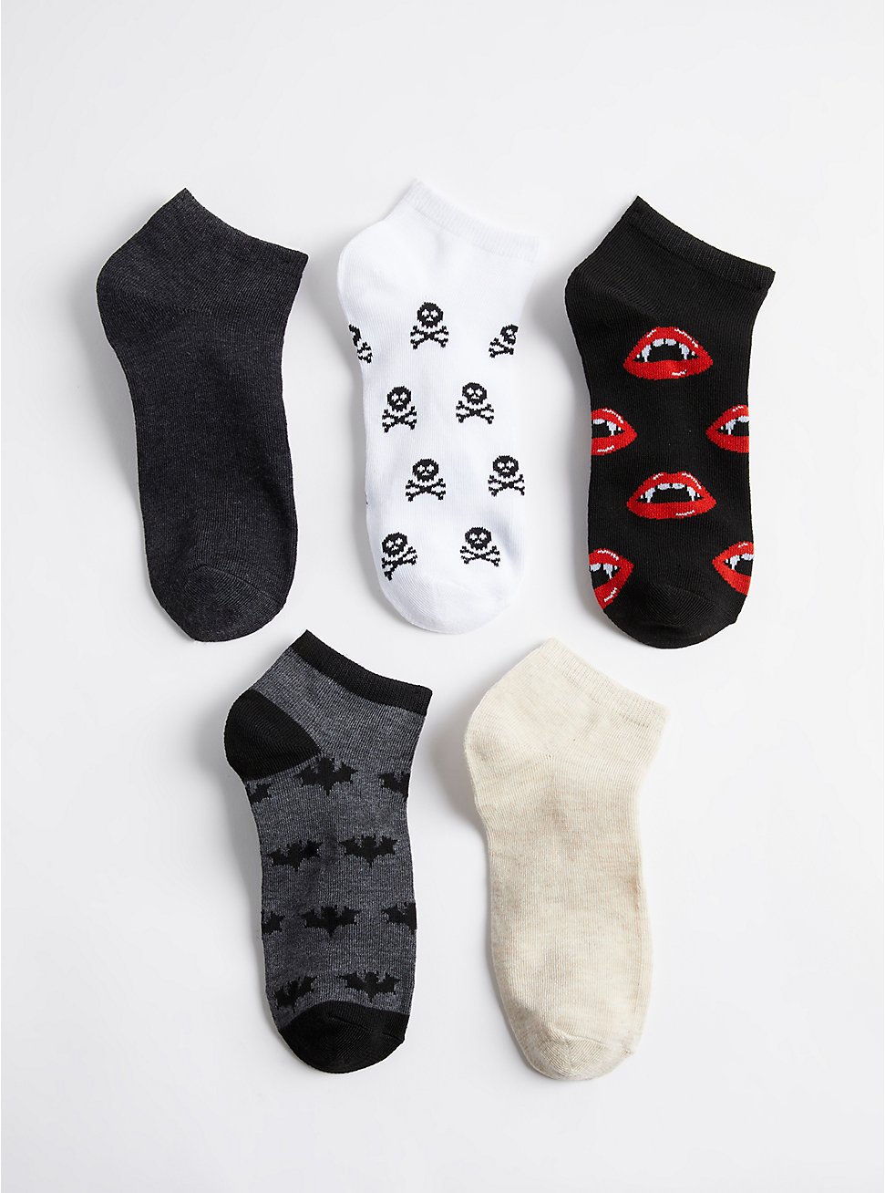Plus Size 5pk Ankle Socks - Cotton Halloween Multi, MULTI, hi-res