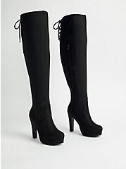 Plus Size Over The Knee Boot - Stretch Knit Black (WW), BLACK, hi-res