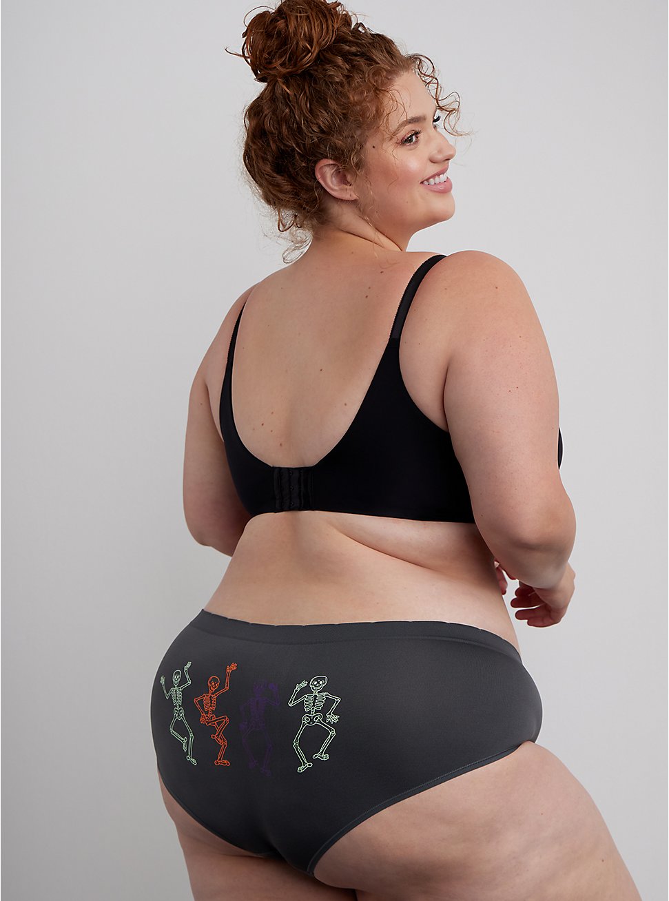 Plus Size Seamless Hipster Panty - Let's Get Halloweird  Grey, FOREVER GOOD TIMES GREY, hi-res