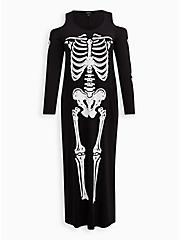 Halloween Costume Skeleton Maxi Super Soft Cold Shoulder Dress, MULTI, hi-res