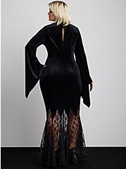 Plus Size Halloween Costume Velvet Fluted Maven Dress, BLACK, alternate