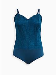 Stretch Lace Cami Bodysuit, BLUE, hi-res