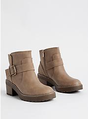Plus Size Single Strap Ankle Bootie - Taupe (WW), TAUPE, hi-res