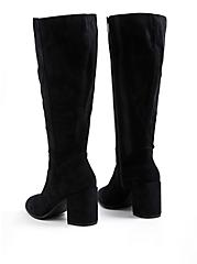 Pointed Toe Heel Knee Boot (WW), BLACK FAUX SUEDE, alternate