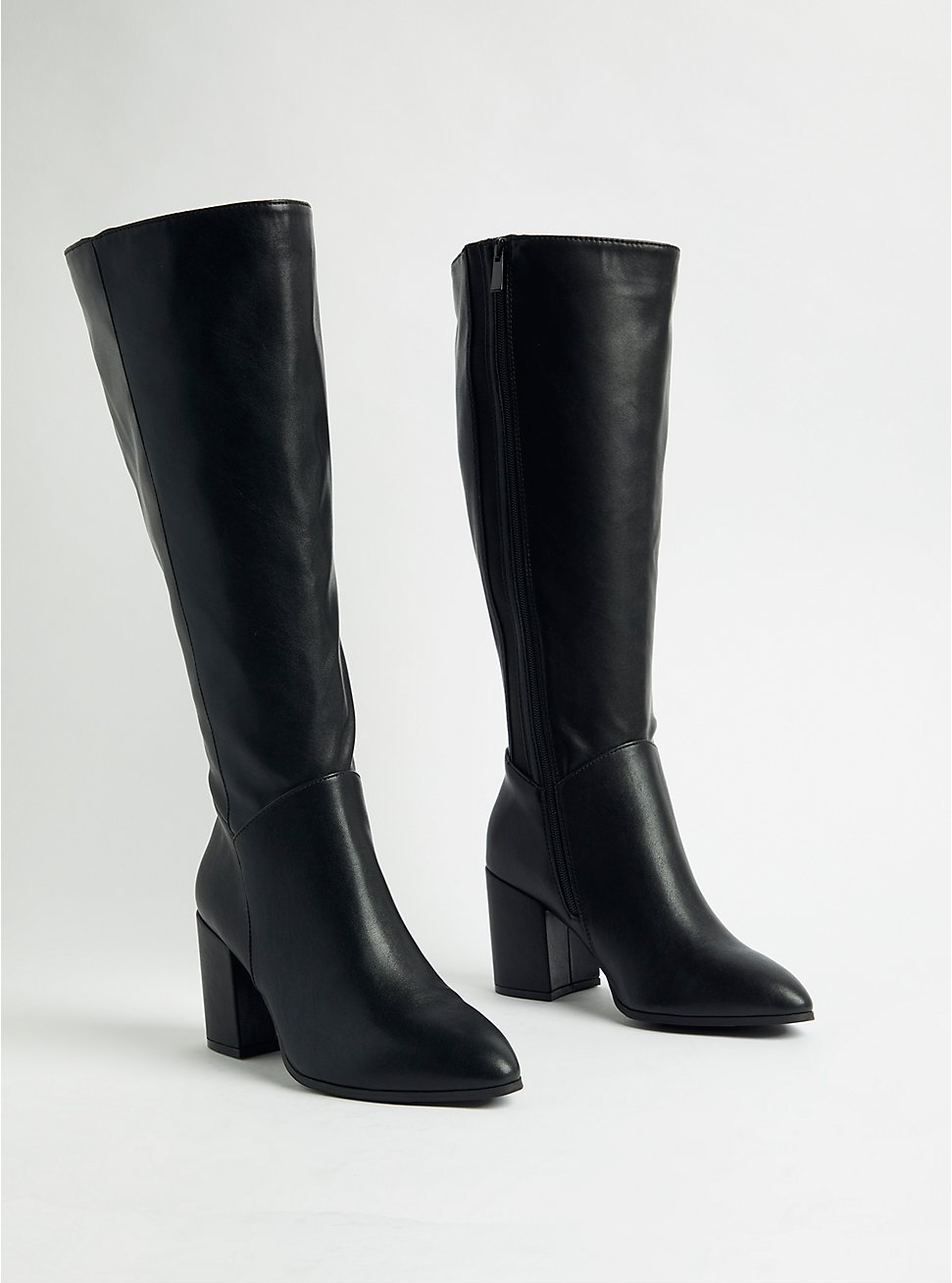 Plus Size Pointed Toe Knee Boot - Black (WW), BLACK, hi-res