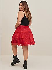 Mini Crinkle Lurex Tiered Skirt, FLORAL RED, alternate