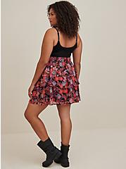 Mini Crinkle Lurex Tiered Skirt, FLORAL BLACK, alternate