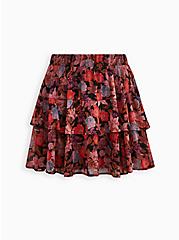 Mini Crinkle Lurex Tiered Skirt, FLORAL BLACK, hi-res