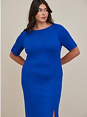 Plus Size Midi Cupro Bodycon Dress - Electric Blue, ELECTRIC BLUE, alternate