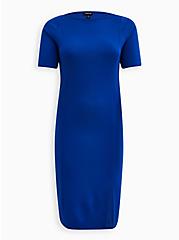 Plus Size Midi Cupro Bodycon Dress - Electric Blue, ELECTRIC BLUE, hi-res