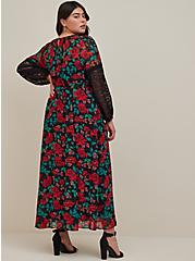 Maxi Peasant Dress - Chiffon Floral Black, FLORAL BLACK, alternate