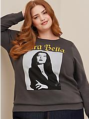 Addams Family Morticia Cozy Fleece Crew Neck Pullover Sweatshirt , VINTAGE BLACK, alternate