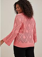 Plus Size Pointelle Pullover Sweater - Cotton Peach, PEACH, alternate