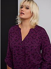 Plus Size Harper Challis Button Front 3/4 Sleeve Blouse, MULTI, hi-res