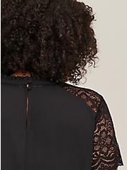 Plus Size Lace Trim Blouse - Georgette Black, DEEP BLACK, alternate