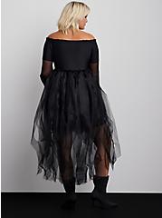 Plus Size Halloween Costume Hi-Low Off Shoulder Dress, BLACK, alternate