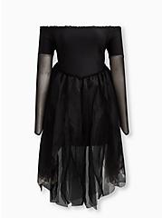 Plus Size Halloween Costume Hi-Low Off Shoulder Dress, BLACK, hi-res