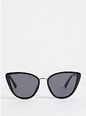 Cat Eye Smoke Lens Sunglasses - Black, , hi-res
