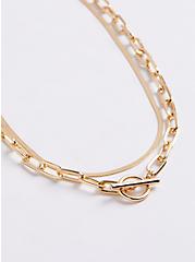 Plus Size Toggle Chain Layered Necklace - Gold Tone , , alternate