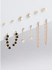 Plus Size Star Drops & Earrings Set - Gold Tone, , hi-res
