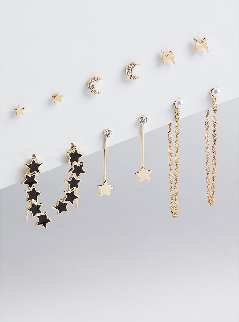 Plus Size Star Drops & Earrings Set - Gold Tone, , hi-res