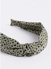 Plus Size Knot Headband - Polka Dot Olive, , alternate
