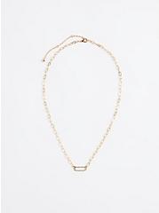 Plus Size Oval Pave Necklace - Gold Tone , , hi-res