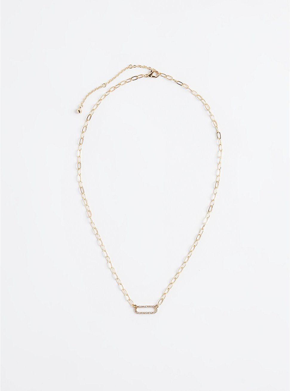 Plus Size Oval Pave Necklace - Gold Tone , , hi-res