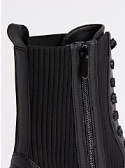 Plus Size Ribbed Knit Combat Bootie - Black (WW), BLACK, alternate