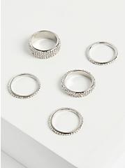 Pave Ring Set - Silver Tone, GOLD, hi-res