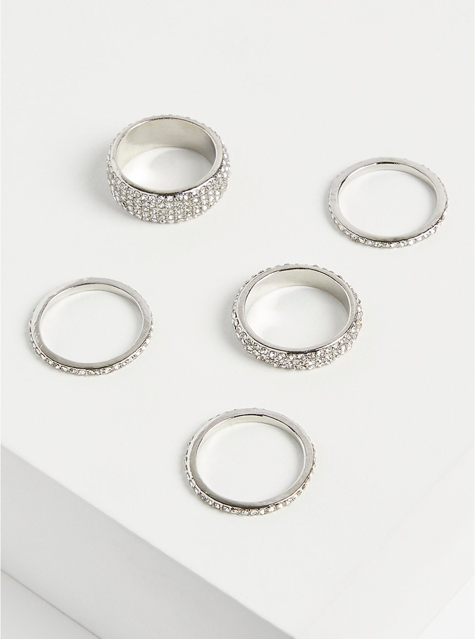 Pave Ring Set - Silver Tone, GOLD, hi-res