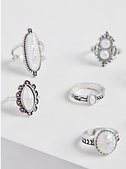 Plus Size Star Ring Set of 7 - Silver Tone , SILVER, alternate