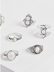 Plus Size Star Ring Set of 7 - Silver Tone , SILVER, alternate