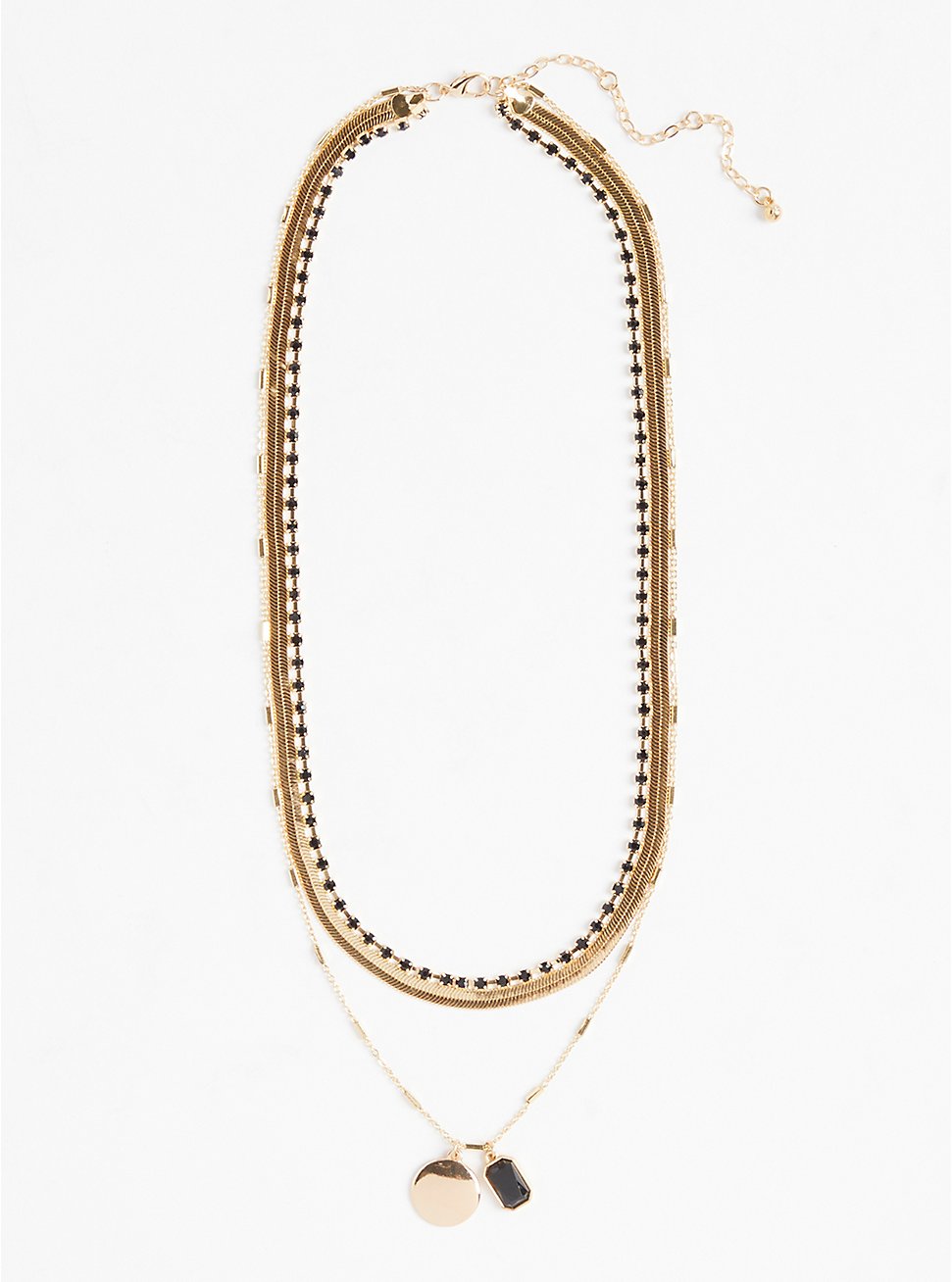 Plus Size Snake Chain Layered Pendant - Gold Tone, , hi-res
