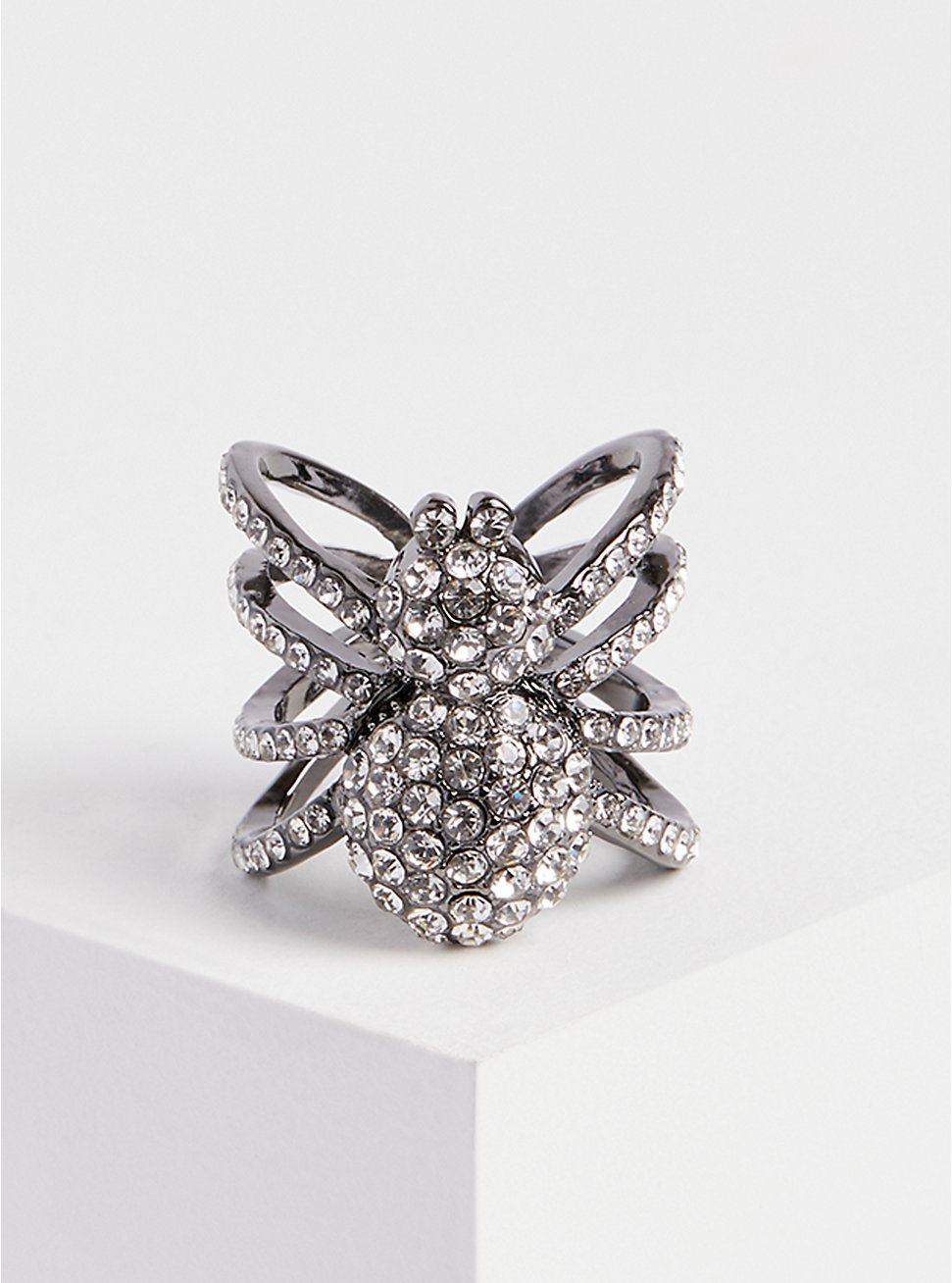 Plus Size Crystal Spider Ring - Silver Tone, MULTI, hi-res