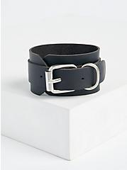 Plus Size Buckle Bracelet - Faux Leather, SILVER, alternate