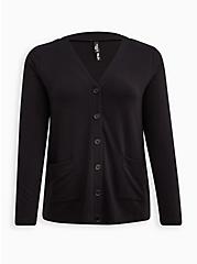 Plus Size Button Up Sleep Cardigan - Dream Fleece Black, DEEP BLACK, hi-res