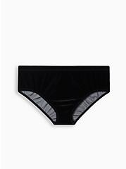 Velvet And Mesh Hipster Panty With Cage Back, RICH BLACK, hi-res