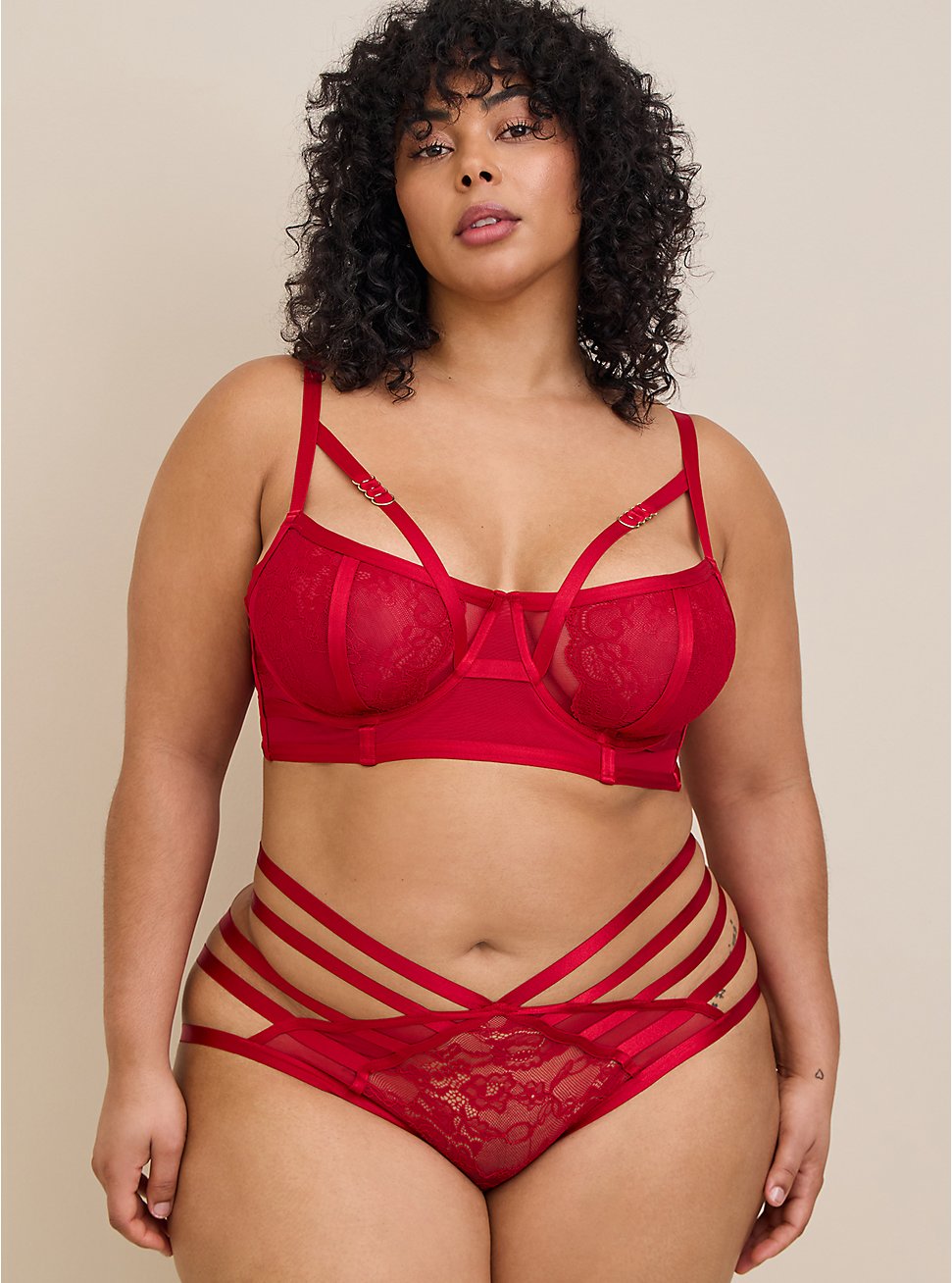 Straps And Lace Tanga Panty, JESTER RED, hi-res