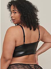 Pleather and Lace Bralette, RICH BLACK, alternate