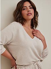 Plus Size Long Sleeve Lounge Sweatshirt - Dream Fleece Cream, CREAM, alternate
