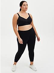 Plus Size Lightly Lined Wire-Free Sports Bra - Microfiber Black with 360° Back Smoothing™ , RICH BLACK, alternate