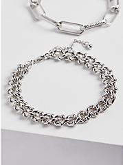 Plus Size Link Clasp Bracelets - Silver Tone, , alternate