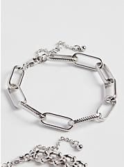 Plus Size Link Clasp Bracelets - Silver Tone, , alternate