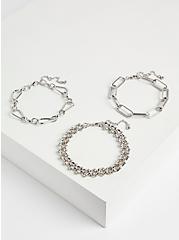 Plus Size Link Clasp Bracelets - Silver Tone, , hi-res