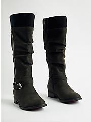 Plus Size Oil Sueded Sweater Knee Boot - Black (WW), BLACK, hi-res