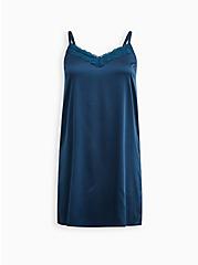 Dream Satin Lace Trim Sleep Cami Gown, LEGION BLUE, hi-res