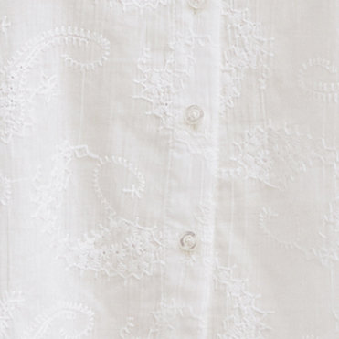 Plus Size Embroidered Button Up Shirt - Cotton White, WHITE, swatch