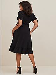 Plus Size Midi Studio Knit Wrap Dress, DEEP BLACK, alternate