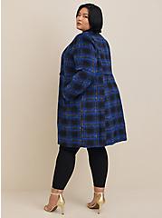 Brushed Fuzzy Flannel Coat , PLAID BLUE, alternate
